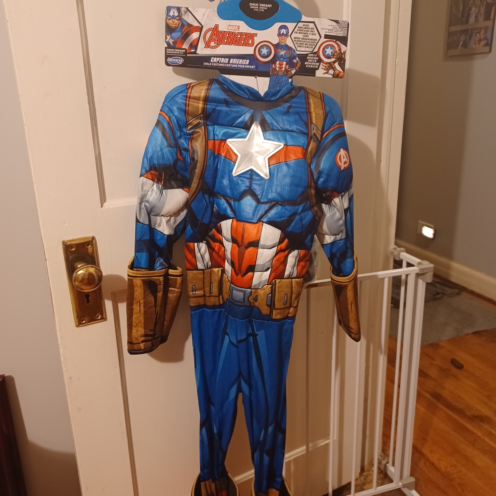 Marvel Captain America Kids Costume - Blue, Red, and Brown